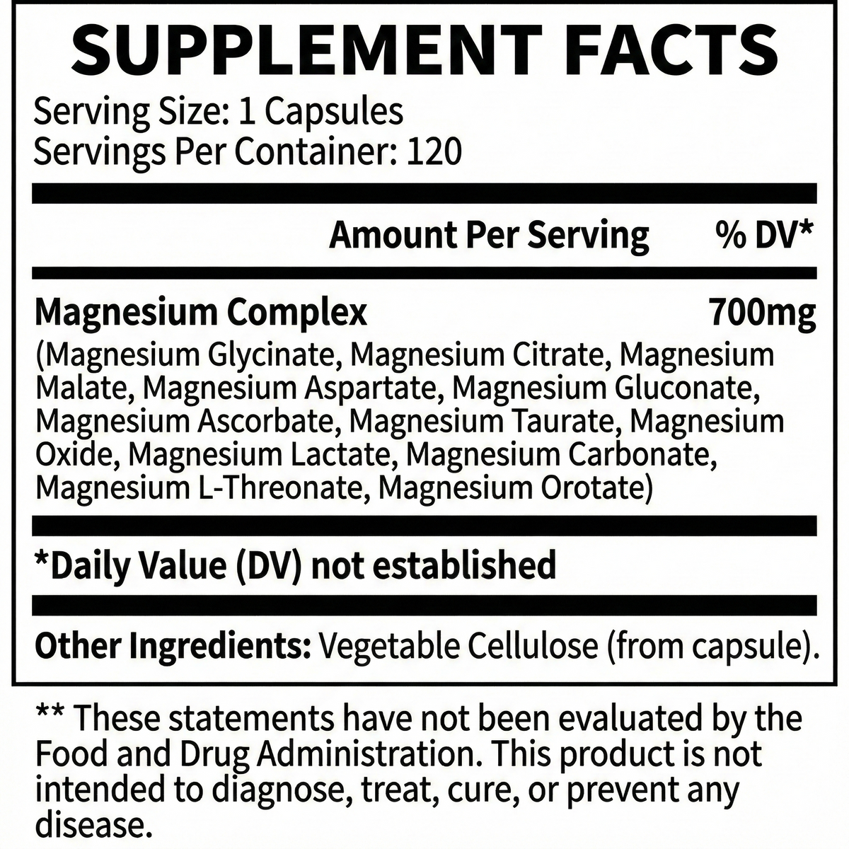 Magnesium 12-in-1 Complex | 120 Capsules
